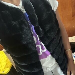 Black Faux Fur Vest size S